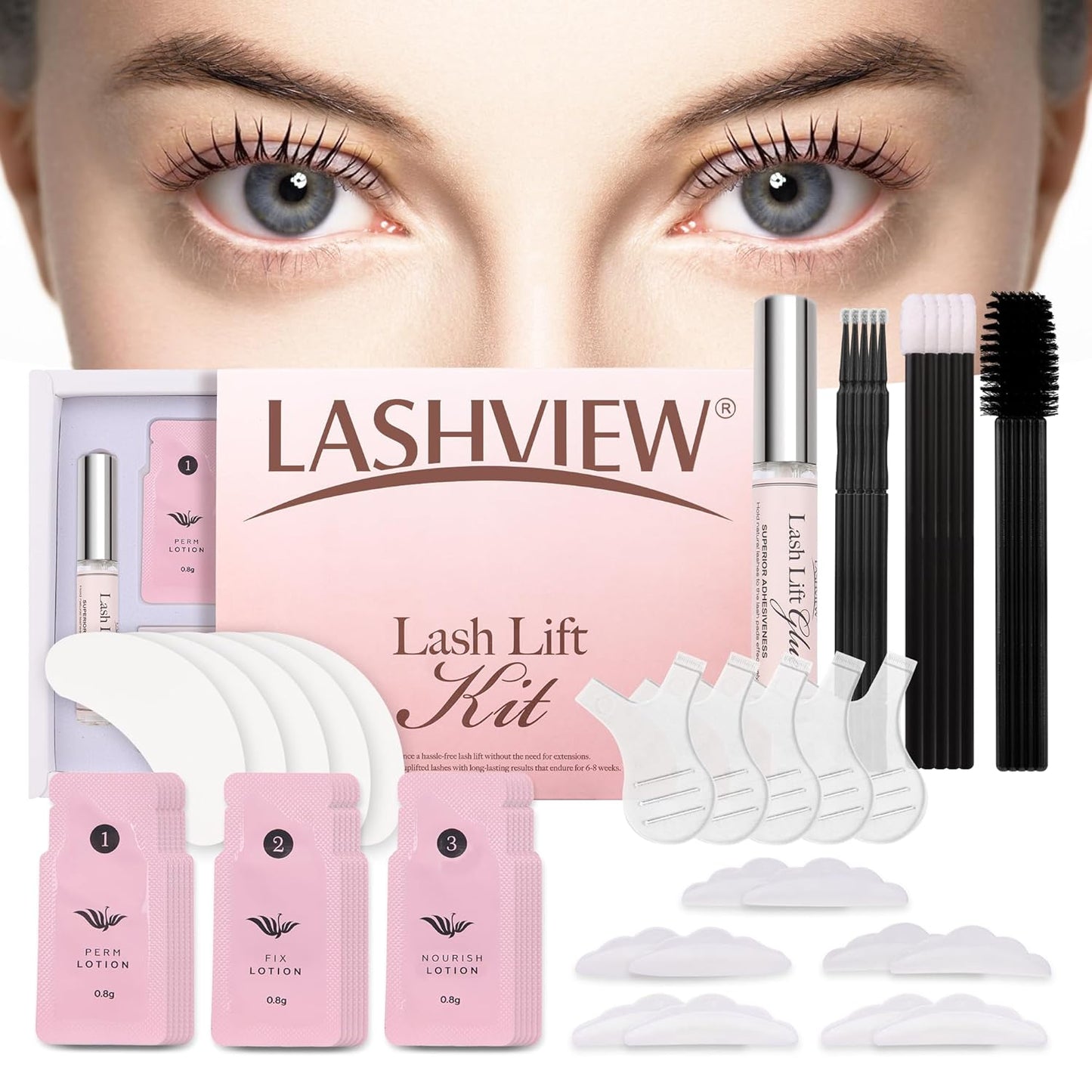 Lash Lift Kit, Eyelash Perm Kit, Professional Eyelash Curling Lash Extension Set,Lash Curling, Semi-Permanent Curling Perming Wave Suitable for Salon
