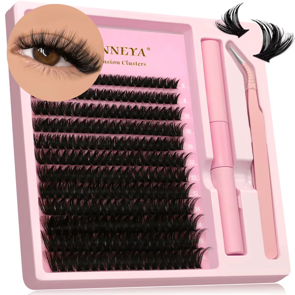 DIY Lash Extension Kit Natural Volume Includes Eyelash Tweezers Bonding Glue for Salon-Quality Results at Home Makeup