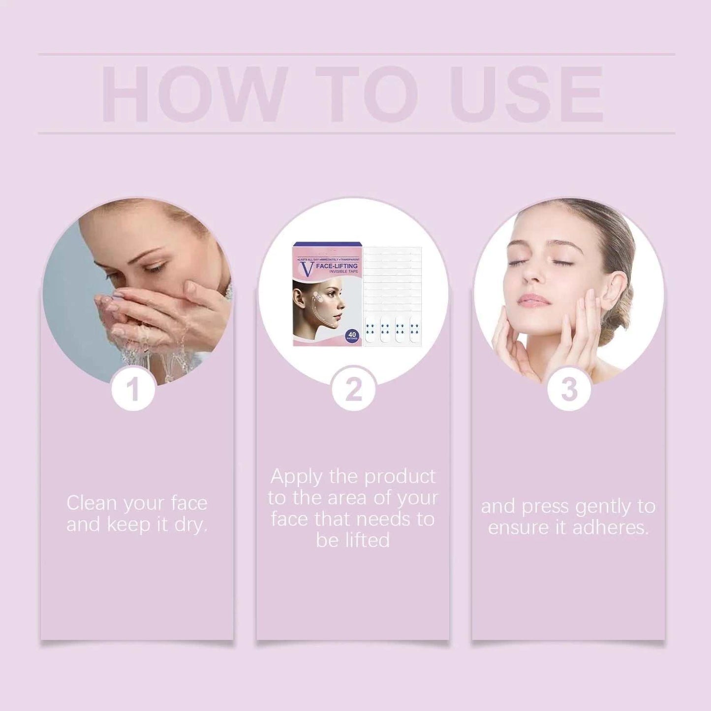 Face Tape,Face Lift Tape Invisible Instant V-Shaped Face for Wrinkles,40 PCS