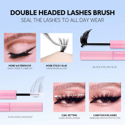DIY Lash Extension Kit Natural Volume Includes Eyelash Tweezers Bonding Glue for Salon-Quality Results at Home Makeup