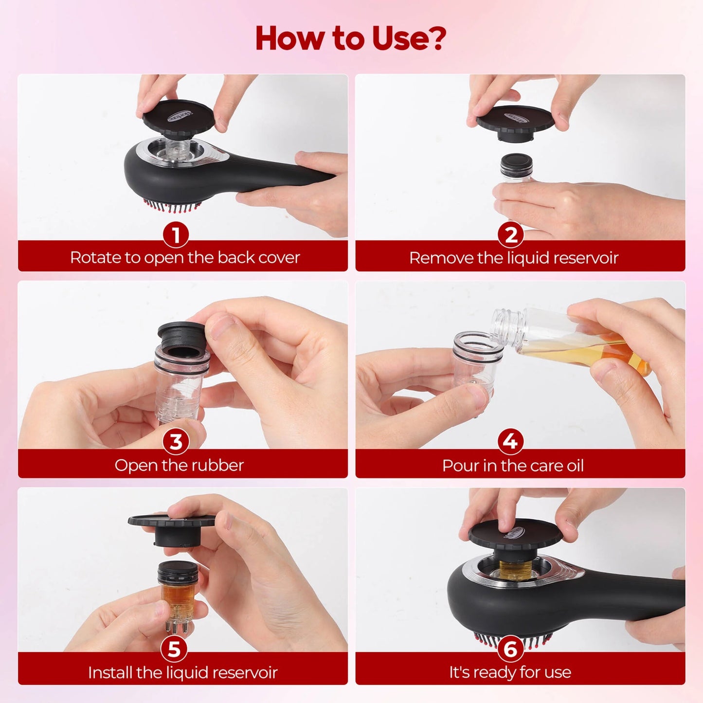 3-In-1 Hair Oil Applicator, Electric Scalp Massager Brushes with Nano Mist Sprayer, 4 Massage Modes, Cordless Portable Hair Massager Comb for Men Women