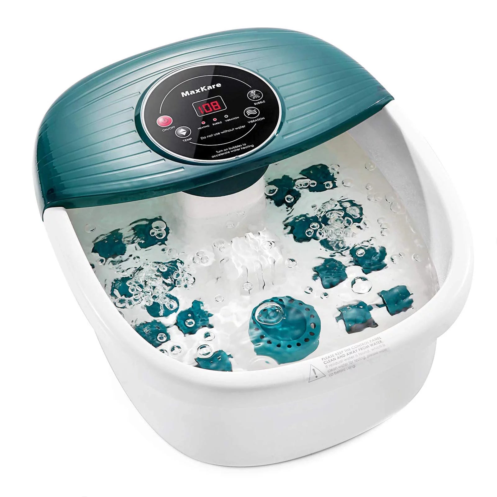 Foot Spa Bath Massager with Heat, Bubbles, and Vibration, Digital Temperature Control, 16 Detachable Massage Rollers, Soothe and Comfort Feet
