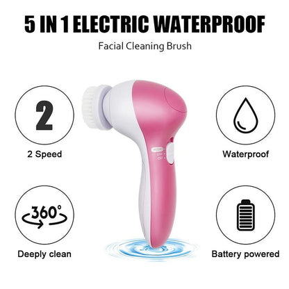 Rechargeable Electric Facial Cleansing Brush - Spa Quality Skin Care Massager & Deep Cleaning Tool