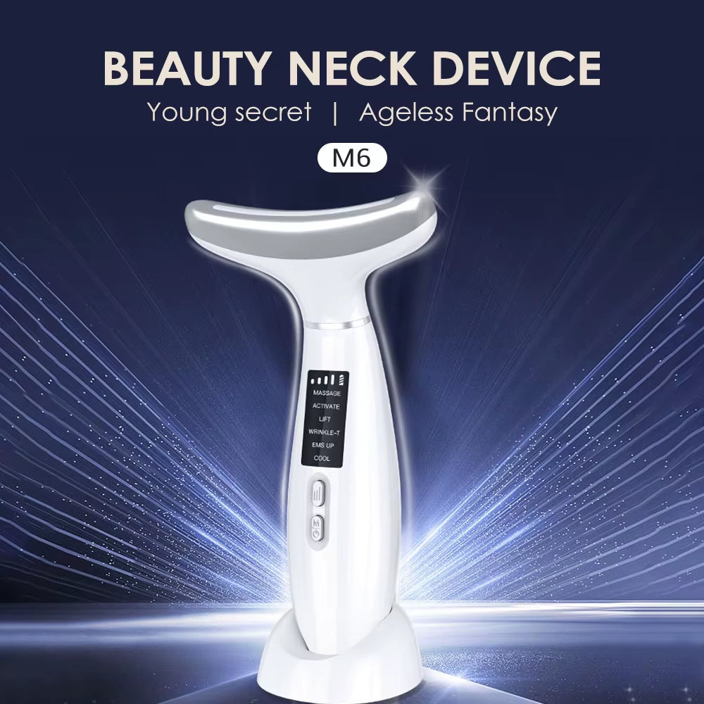 EMS Neck Slimming Massager with LED Photon Therapy | Hot & Cold Compress | Skin Rejuvenation & Anti-Wrinkle Device