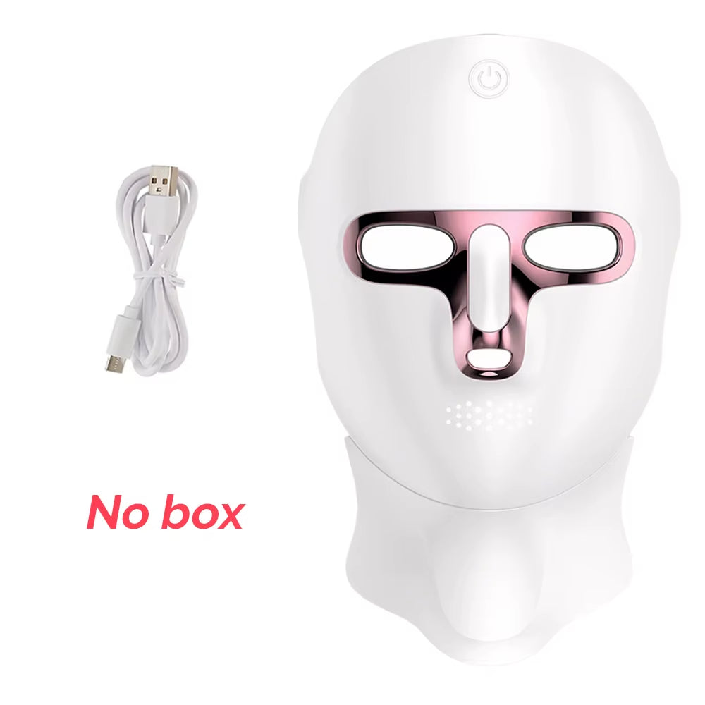 7 Color LED Facial Mask Face and Neck Photon Skin Rejuvenation Whitening Tighten Rechargeable Neck Face Care Beauty Treatment