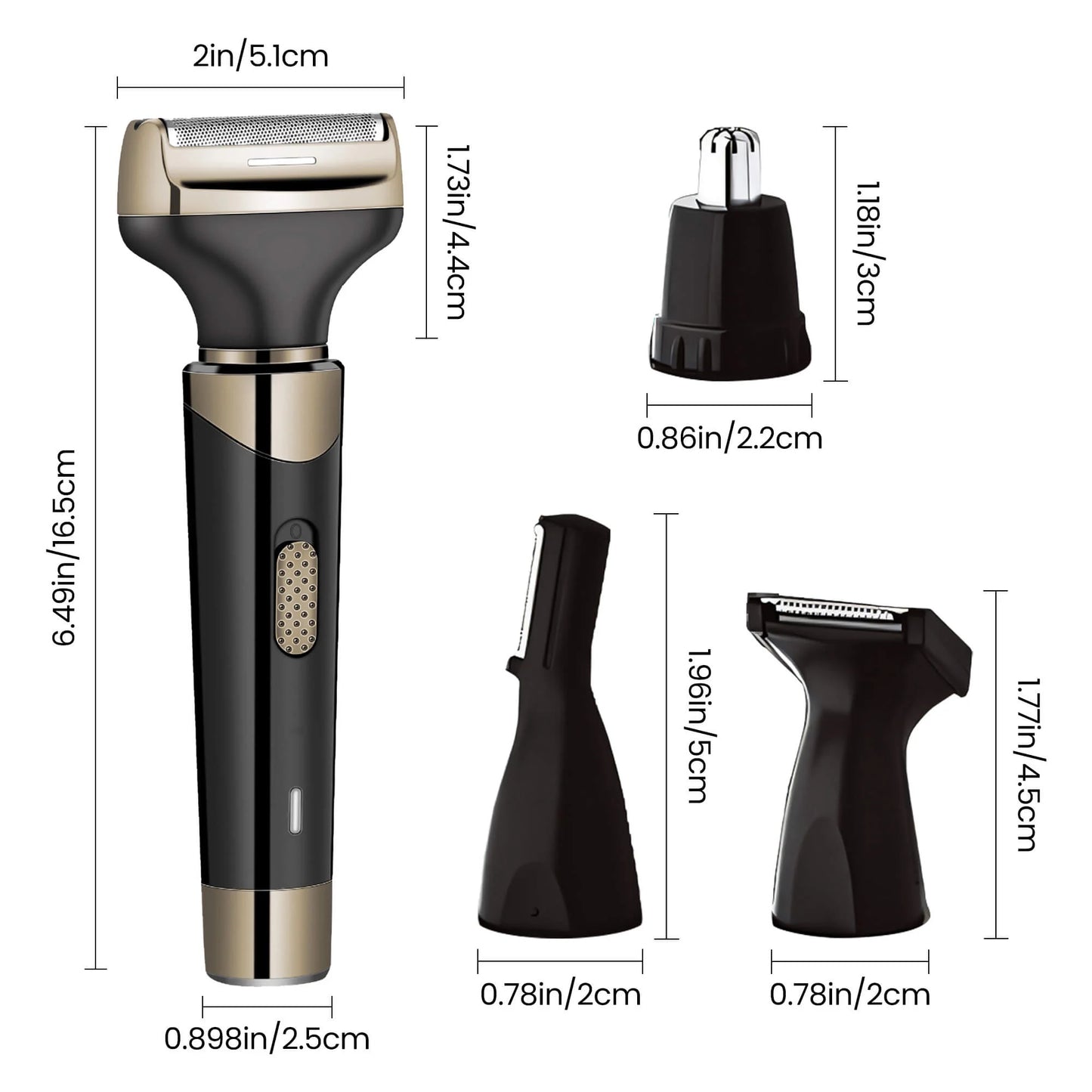 , 4 in 1 Electric Razor for Men, Cordless Waterproof Ear and