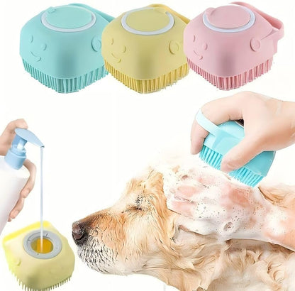 Dog Grooming Brush - Silicone Pet Bath Massage Brush for Gentle Cleaning & Stress Relief - Waterproof Dog Brush for All Breeds Puppies (Pink)