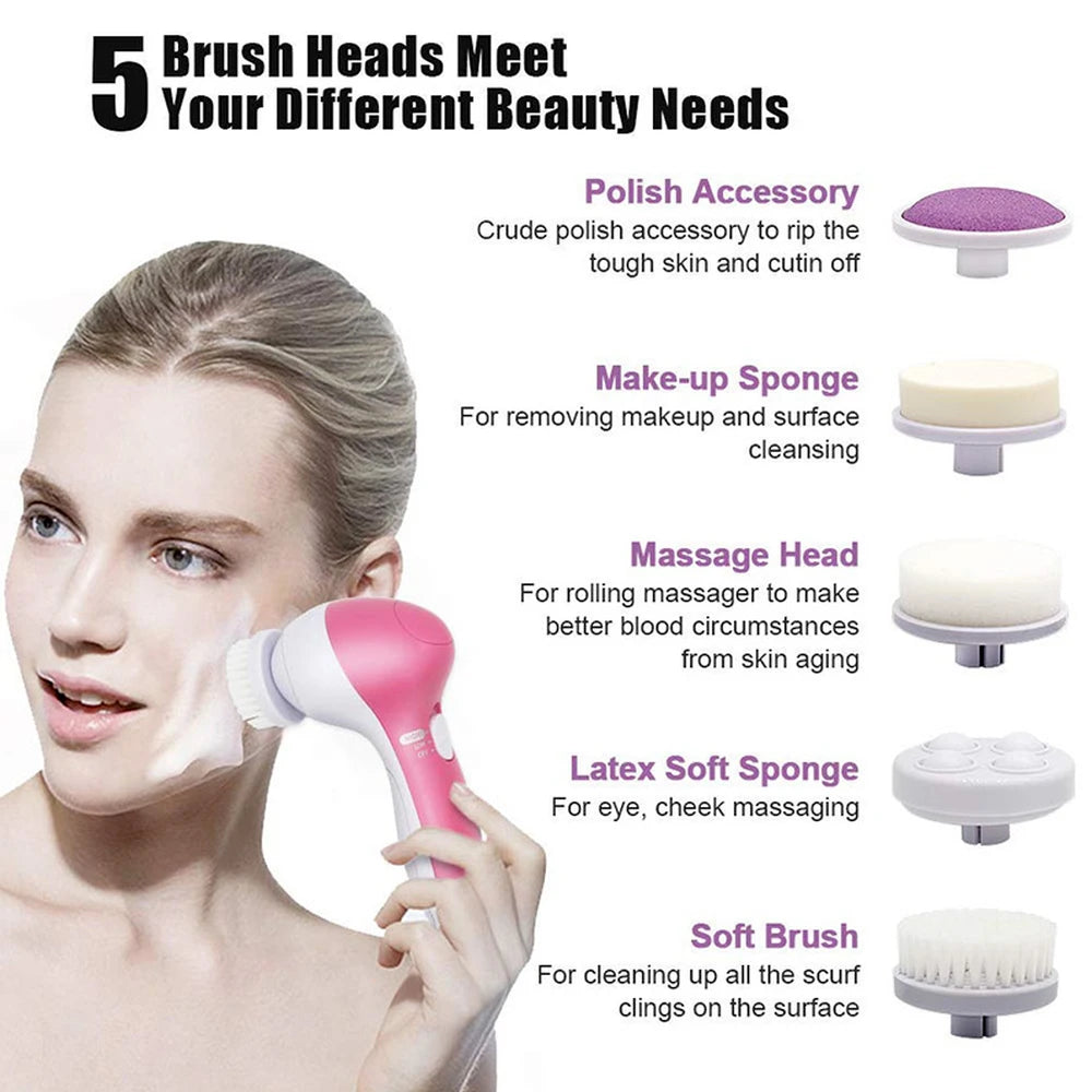 Rechargeable Electric Facial Cleansing Brush - Spa Quality Skin Care Massager & Deep Cleaning Tool