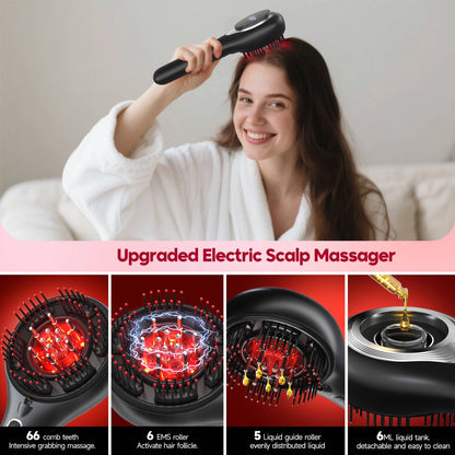 3-In-1 Hair Oil Applicator, Electric Scalp Massager Brushes with Nano Mist Sprayer, 4 Massage Modes, Cordless Portable Hair Massager Comb for Men Women