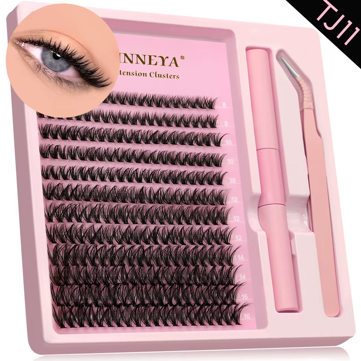 DIY Lash Extension Kit Natural Volume Includes Eyelash Tweezers Bonding Glue for Salon-Quality Results at Home Makeup