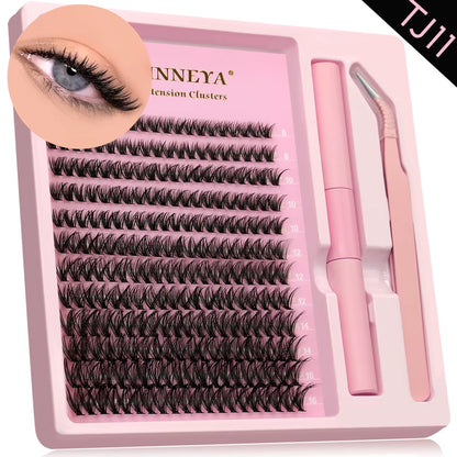 DIY Lash Extension Kit Natural Volume Includes Eyelash Tweezers Bonding Glue for Salon-Quality Results at Home Makeup