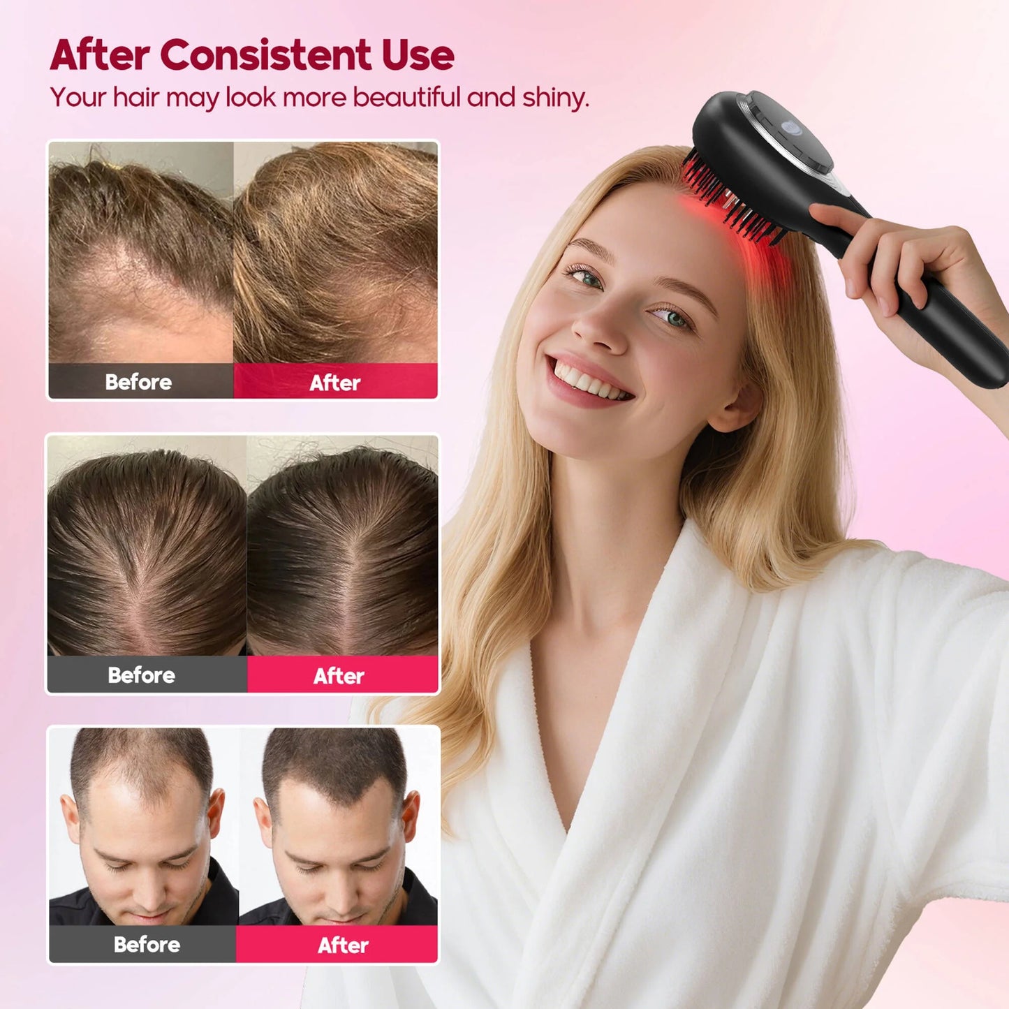 3-In-1 Hair Oil Applicator, Electric Scalp Massager Brushes with Nano Mist Sprayer, 4 Massage Modes, Cordless Portable Hair Massager Comb for Men Women