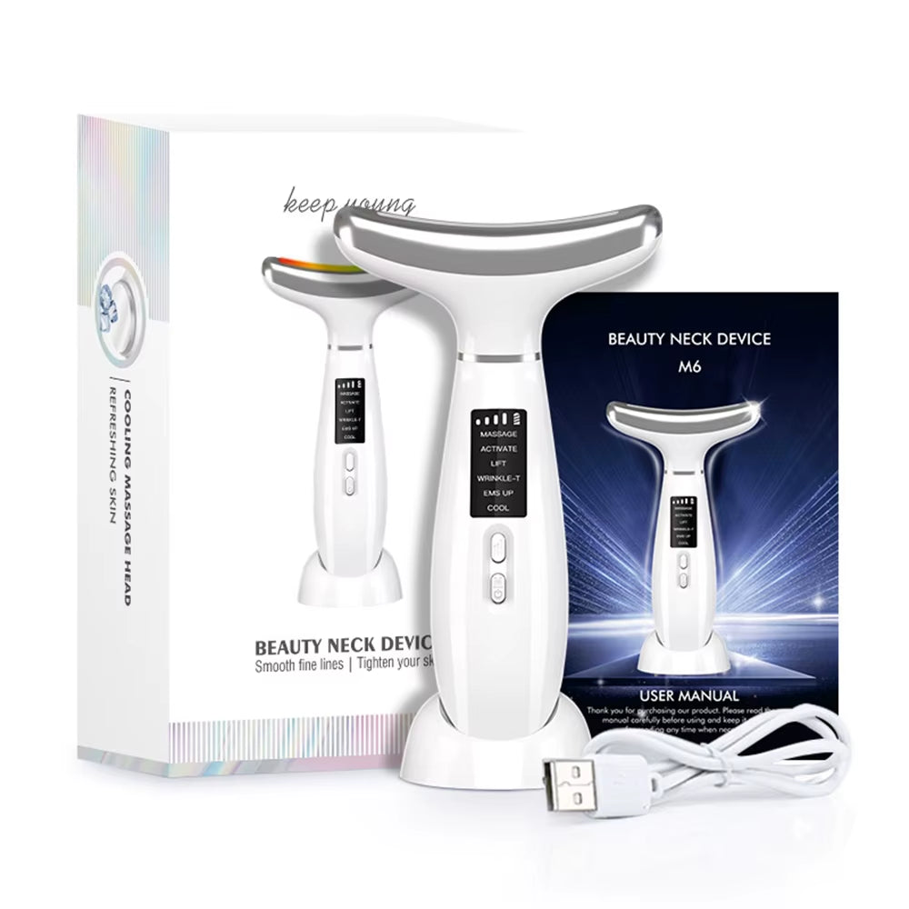 EMS Neck Slimming Massager with LED Photon Therapy | Hot & Cold Compress | Skin Rejuvenation & Anti-Wrinkle Device