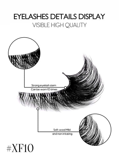 GROINNEYA Cat Eye Lashes Natural Long Clear Band Lashes Winged End Eye Elongated Eyelashes Faux Mink Eyelashes Makeup
