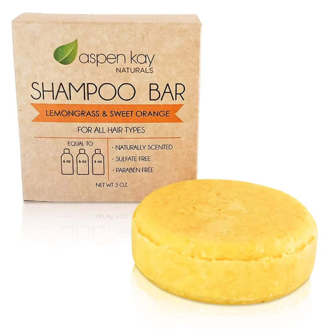 Solid Shampoo Bar, Made with Natural & Organic Ingredients, Sulfate-Free, Cruelty-Free & Vegan, All Hair Types, 3 Ounce Bar (Lemongrass & Sweet Orange)