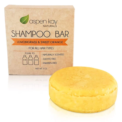 Solid Shampoo Bar, Made with Natural & Organic Ingredients, Sulfate-Free, Cruelty-Free & Vegan, All Hair Types, 3 Ounce Bar (Lemongrass & Sweet Orange)