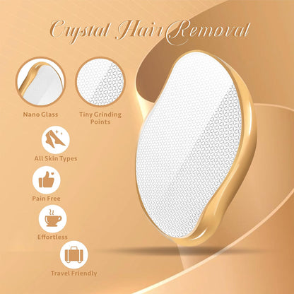 Crystal Hair Remover, Crystal Hair Eraser, Nano Glass Hair Razor Epilator Tools for Women & Men, Gold