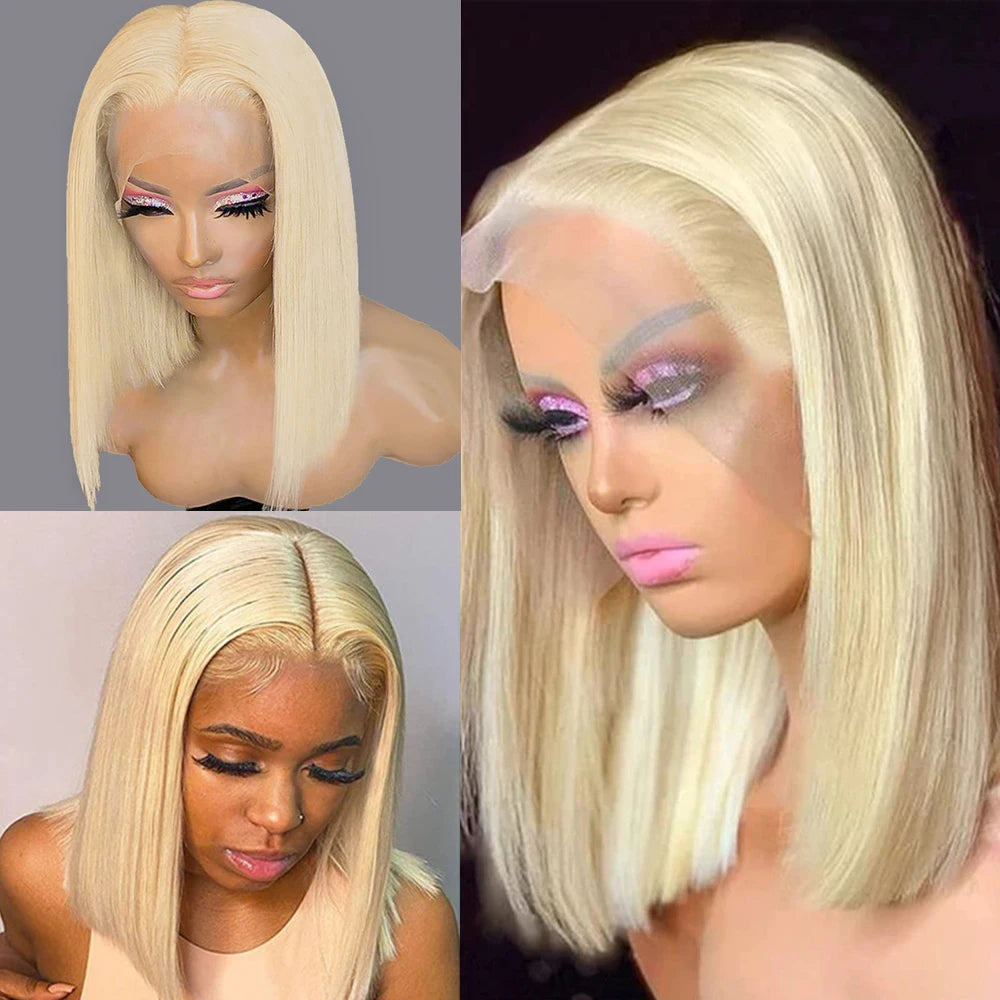 613 Bob Honey Blonde Lace Front Human Hair Wigs for Women Human Hair Remy Brazilian Cheap 13X4 Straight Short Bob Wig 10 14 Inch