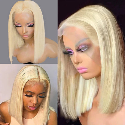 613 Bob Honey Blonde Lace Front Human Hair Wigs for Women Human Hair Remy Brazilian Cheap 13X4 Straight Short Bob Wig 10 14 Inch
