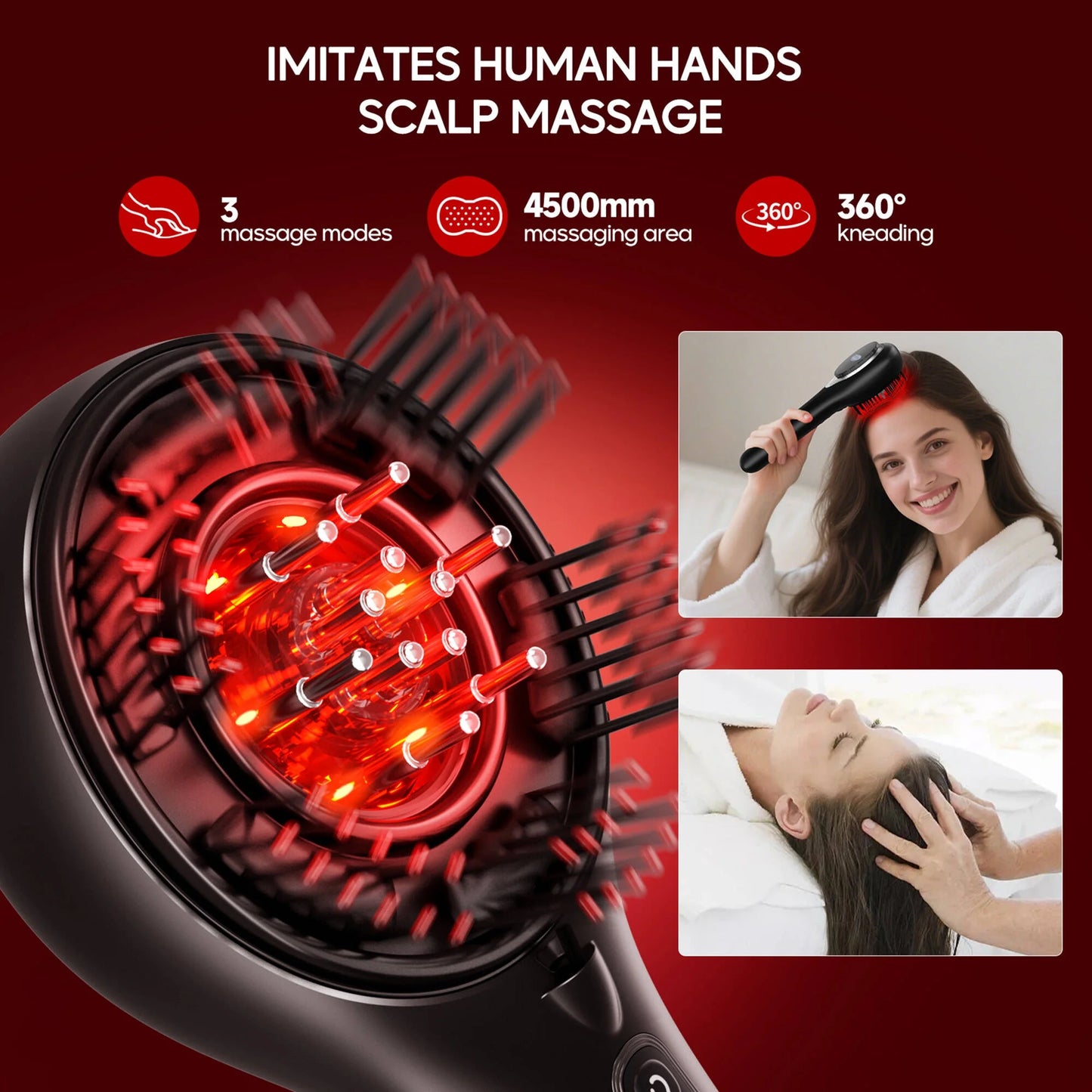 3-In-1 Hair Oil Applicator, Electric Scalp Massager Brushes with Nano Mist Sprayer, 4 Massage Modes, Cordless Portable Hair Massager Comb for Men Women