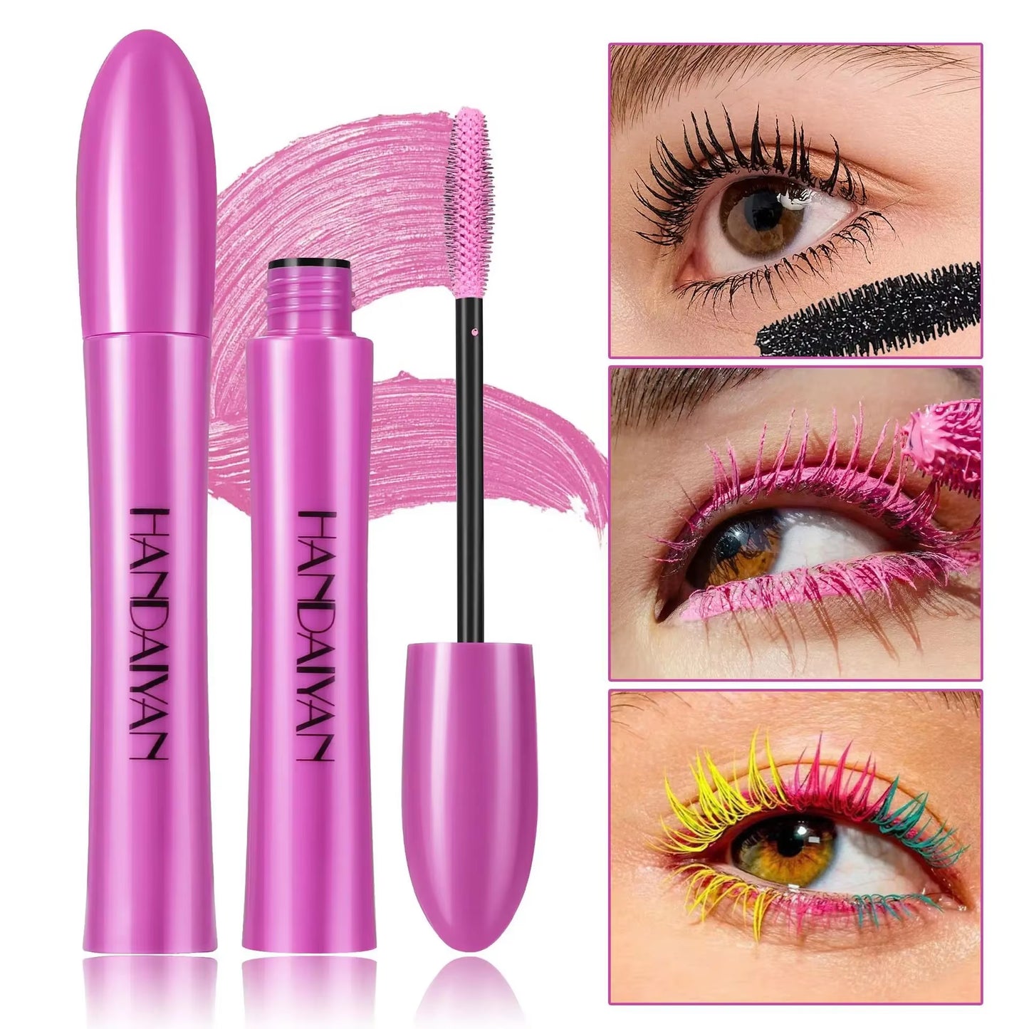 Colorful Silk Mascara Blue Red Black Cream Length Waterproof Smudge-Proof Colored Thickening Lengthening Curling Makeup Cosmetic