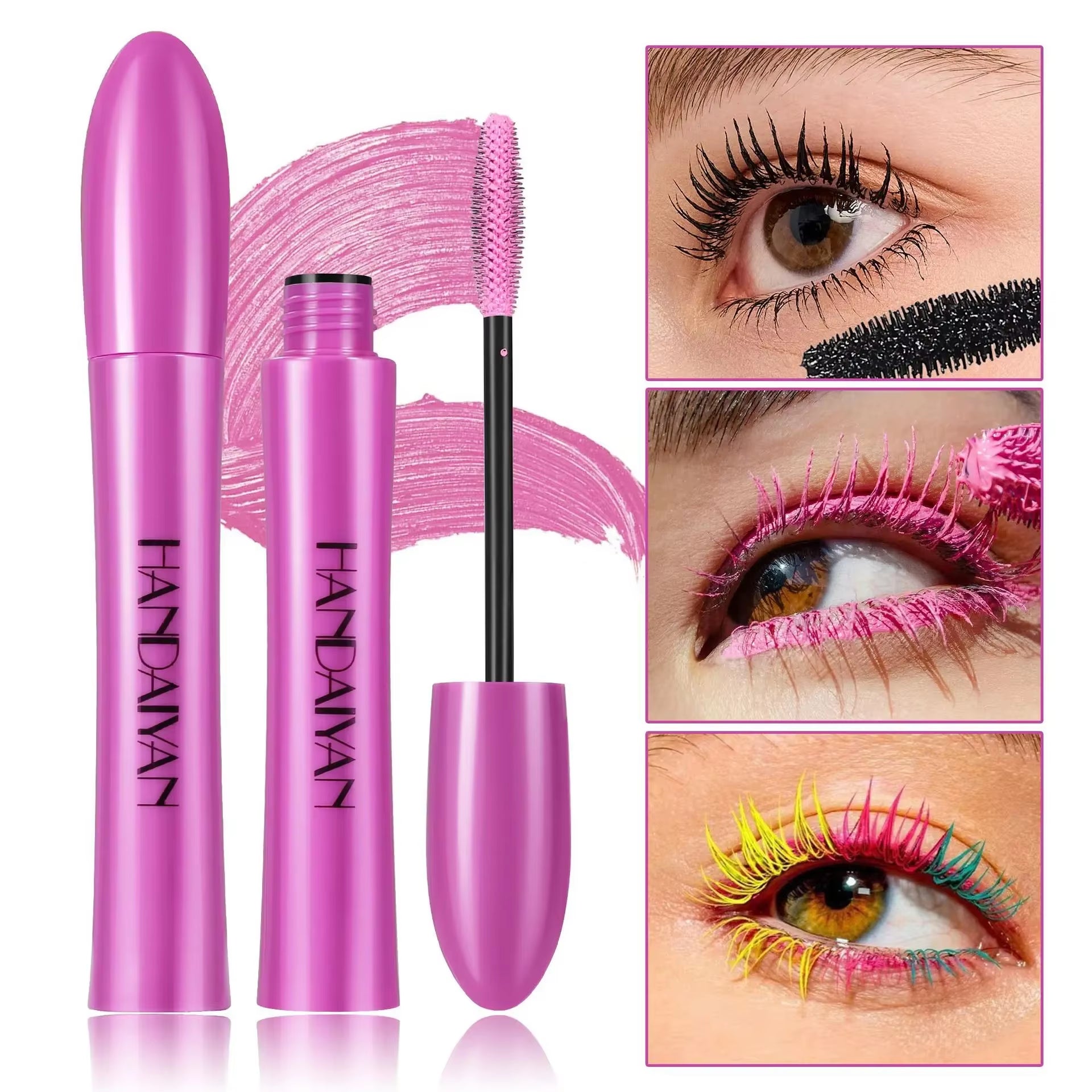 Colorful Silk Mascara Blue Red Black Cream Length Waterproof Smudge-Proof Colored Thickening Lengthening Curling Makeup Cosmetic