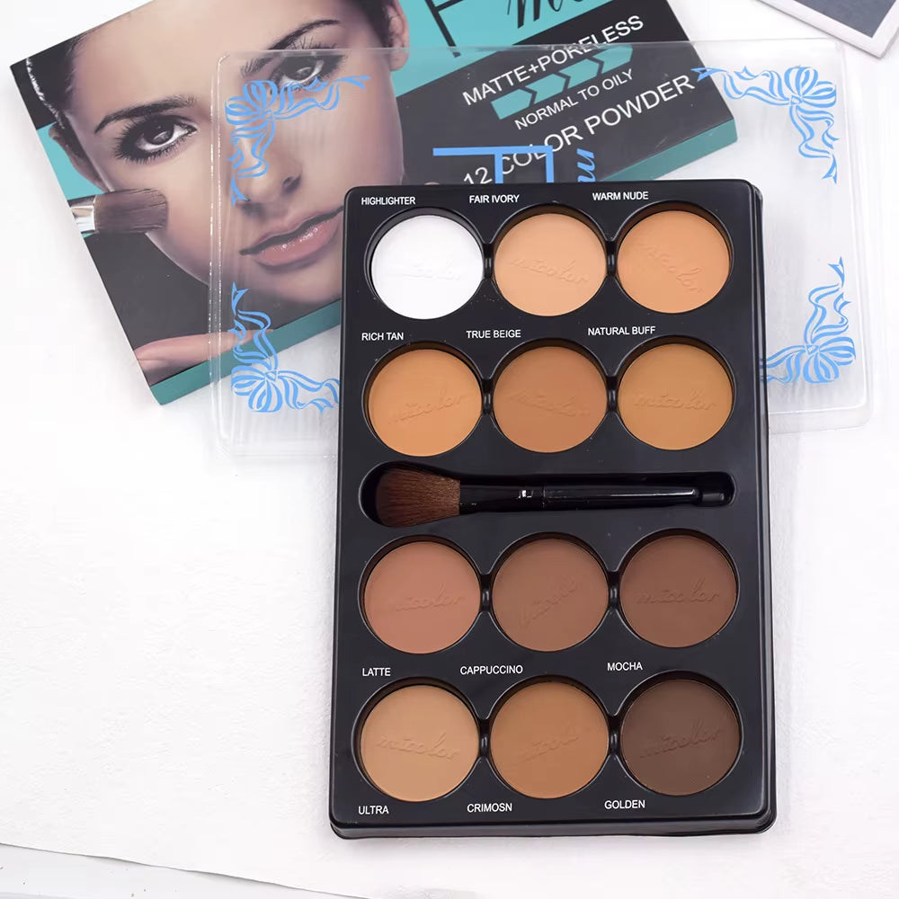 Coffee Color Contour Palette Makeup 12 Colors Long-Lasting Matte Eyeshadow Face Highlighters Make up Contouring Powder Cosmetics