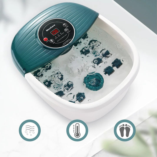 Foot Spa Bath Massager with Heat, Bubbles, and Vibration, Digital Temperature Control, 16 Detachable Massage Rollers, Soothe and Comfort Feet