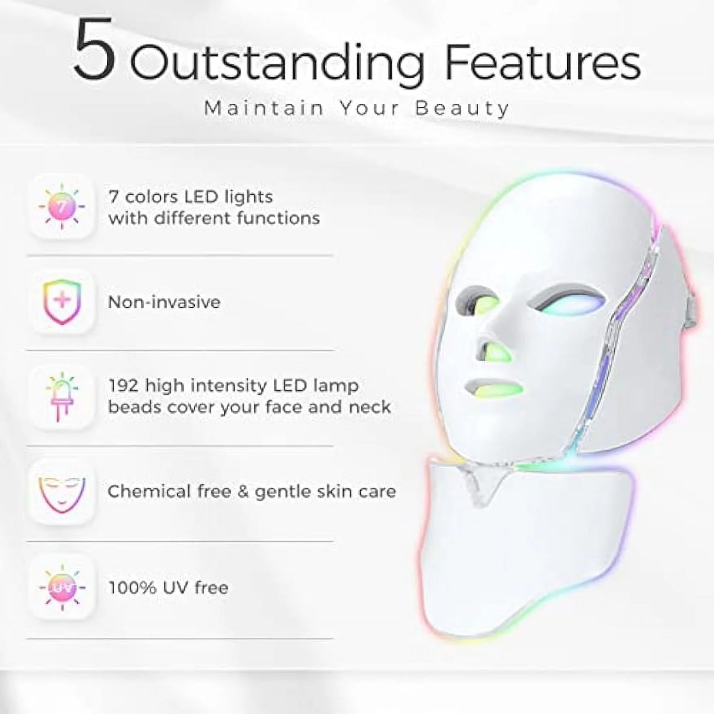 Revitalize Your Skin with 7-Color LED Face Mask - Acne Reduction & Radiant Skin Therapy!