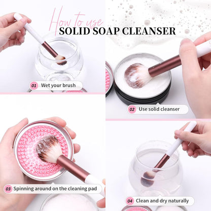 Professional Makeup Brushes +Makeup Brush Solid Soap Cleanser