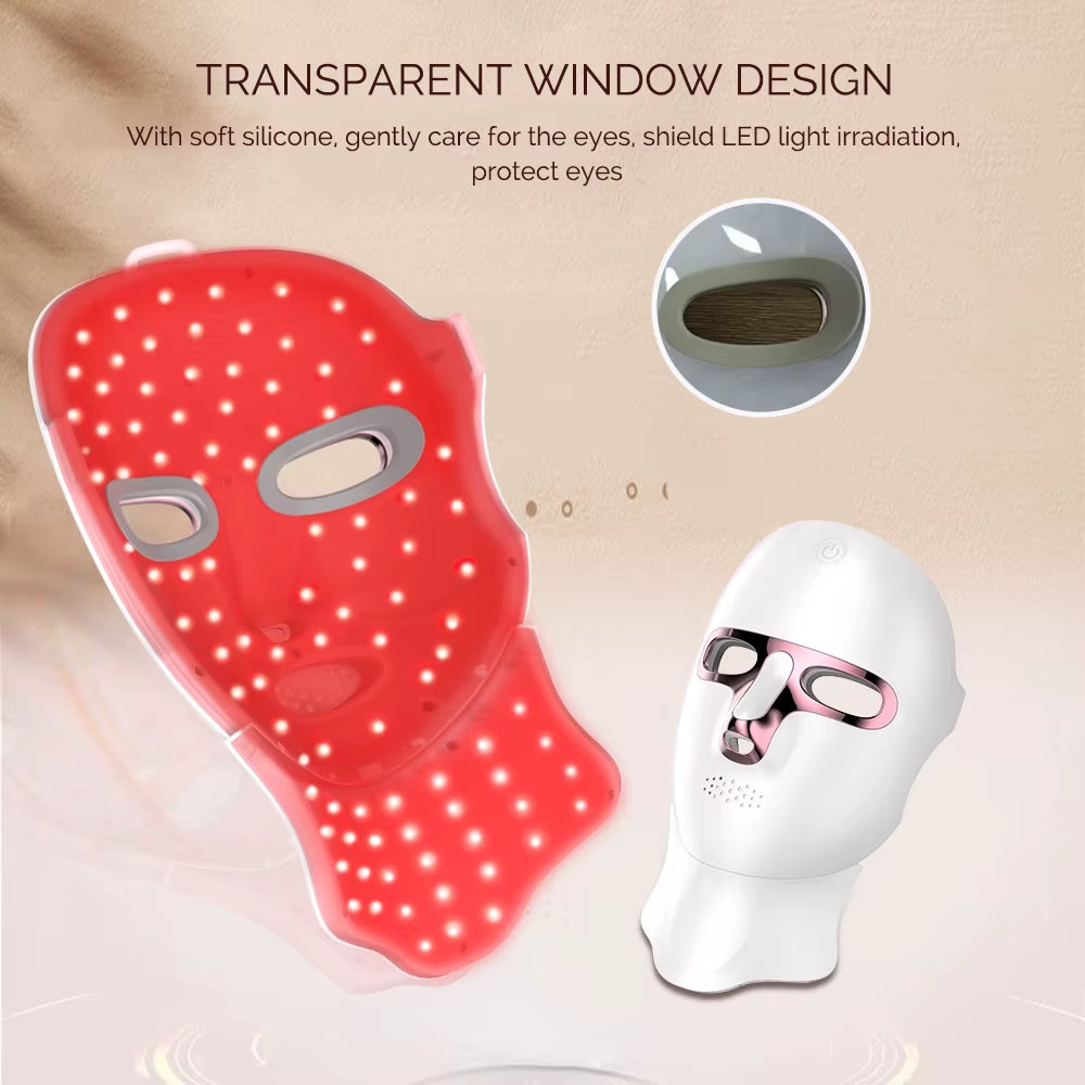 7 Color LED Facial Mask Face and Neck Photon Skin Rejuvenation Whitening Tighten Rechargeable Neck Face Care Beauty Treatment