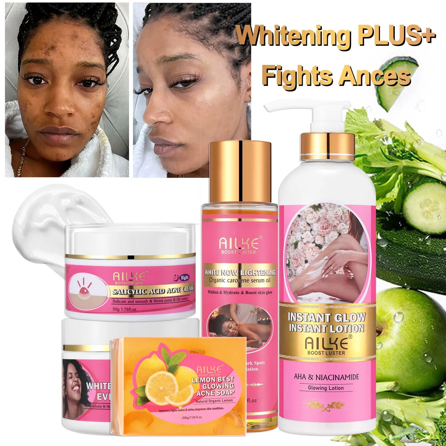 AILEK Natural Skin Cleansing Set | Organic & Vegan | Whitening, Moisturizing & Radiance Boost | Bangzz Beauty Online