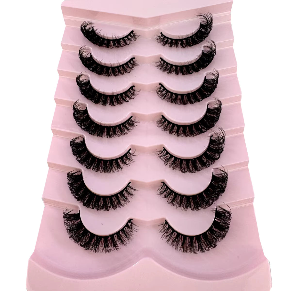 Bangzz Beauty Online – 7 Pairs Russian Strip Lashes | DD Curl Fluffy False Lashes Pack for a Voluminous, Dramatic Look