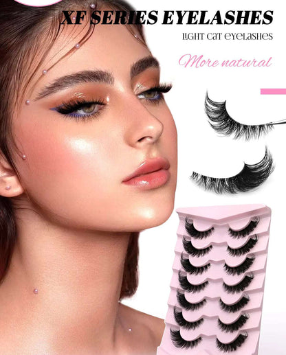 Bangzz Beauty Online – Fox Eye False Eyelashes 7 Pairs Pack | Wispy, Fluffy, Cat Eye Look with Faux Mink Lashes