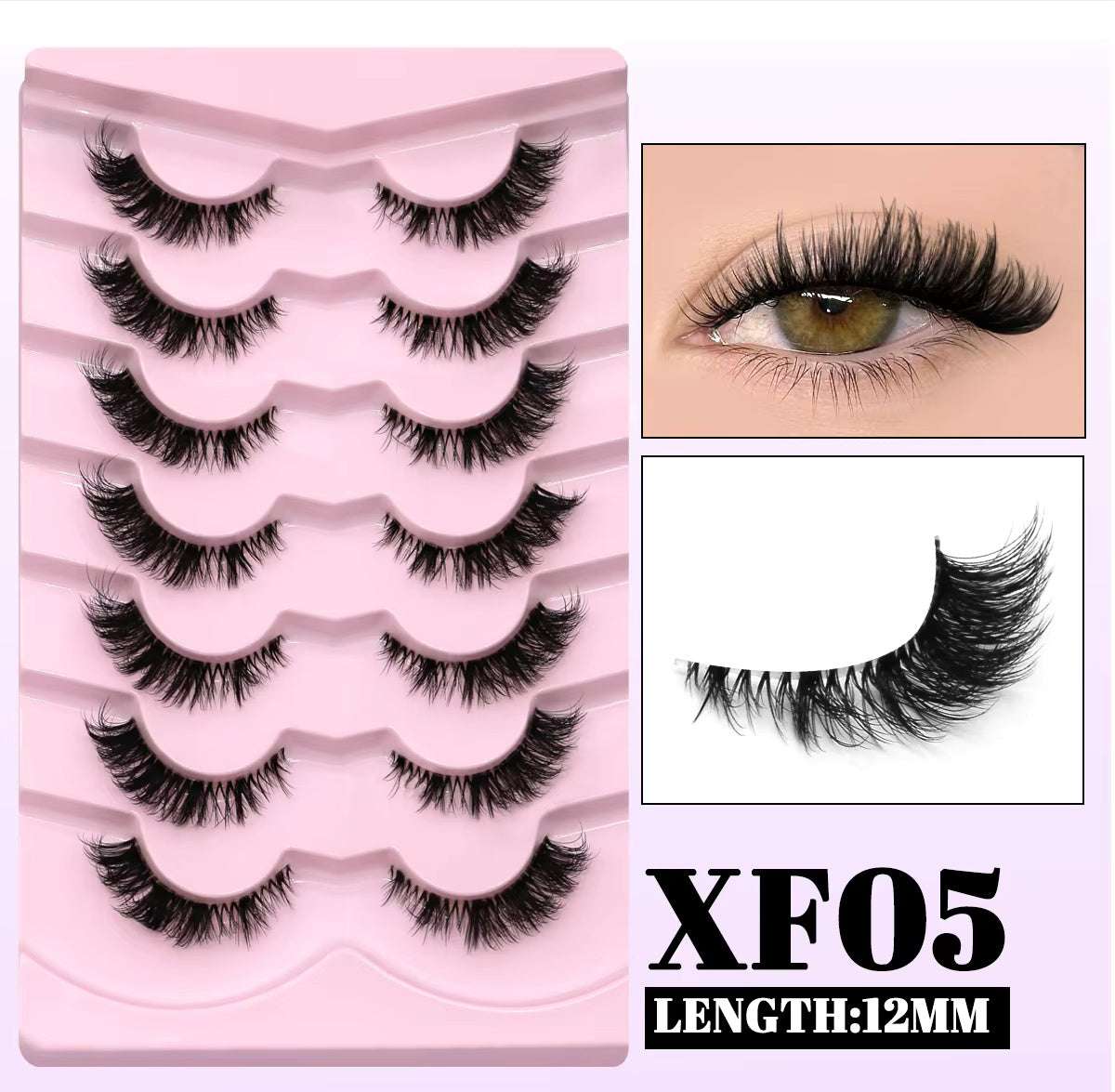 Bangzz Beauty Online – Fox Eye False Eyelashes 7 Pairs Pack | Wispy, Fluffy, Cat Eye Look with Faux Mink Lashes