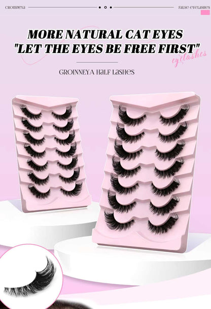 Bangzz Beauty Online – Fox Eye False Eyelashes 7 Pairs Pack | Wispy, Fluffy, Cat Eye Look with Faux Mink Lashes