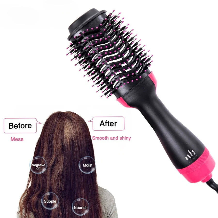 Women Hair Dryer Brush Hair Dryer Straightener Curler Massager 4 in 1 Rapid Warming One Step Volumizer Hot-Air Hair Brushes