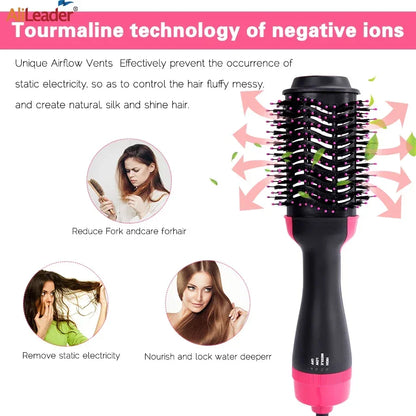 Women Hair Dryer Brush Hair Dryer Straightener Curler Massager 4 in 1 Rapid Warming One Step Volumizer Hot-Air Hair Brushes