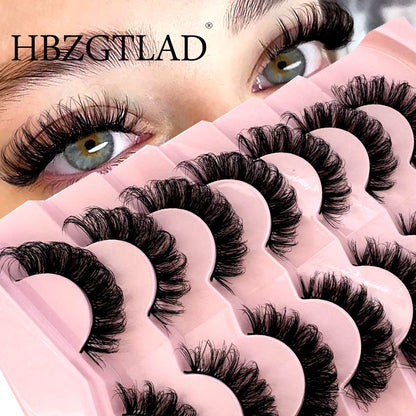 Bangzz Beauty Online – 7 Pairs Russian Strip Lashes | DD Curl Fluffy False Lashes Pack for a Voluminous, Dramatic Look