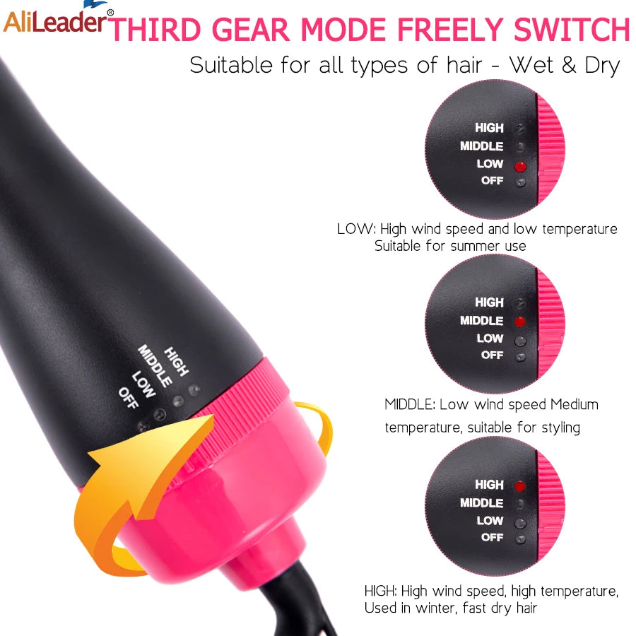 Women Hair Dryer Brush Hair Dryer Straightener Curler Massager 4 in 1 Rapid Warming One Step Volumizer Hot-Air Hair Brushes