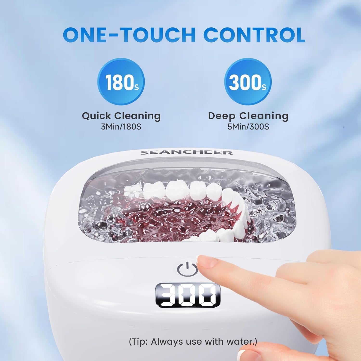 Ultrasonic Retainer Cleaner Machine | Rechargeable | Cordless | IPX7 Waterproof | Portable | 120ML | 2 Modes with Digital Timer for | Denture | Aligner | Night Guard | Mouth Guard | Jewelry | White
