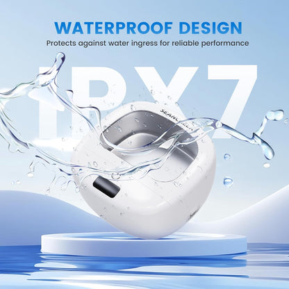 Ultrasonic Retainer Cleaner Machine | Rechargeable | Cordless | IPX7 Waterproof | Portable | 120ML | 2 Modes with Digital Timer for | Denture | Aligner | Night Guard | Mouth Guard | Jewelry | White