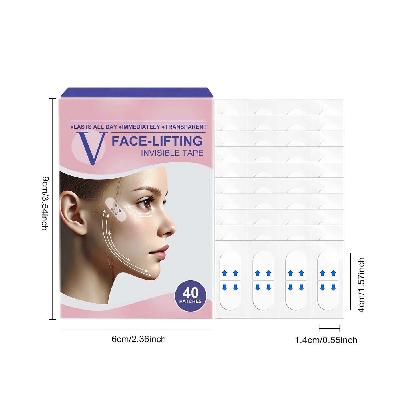 Face Tape,Face Lift Tape Invisible Instant V-Shaped Face for Wrinkles,40 PCS