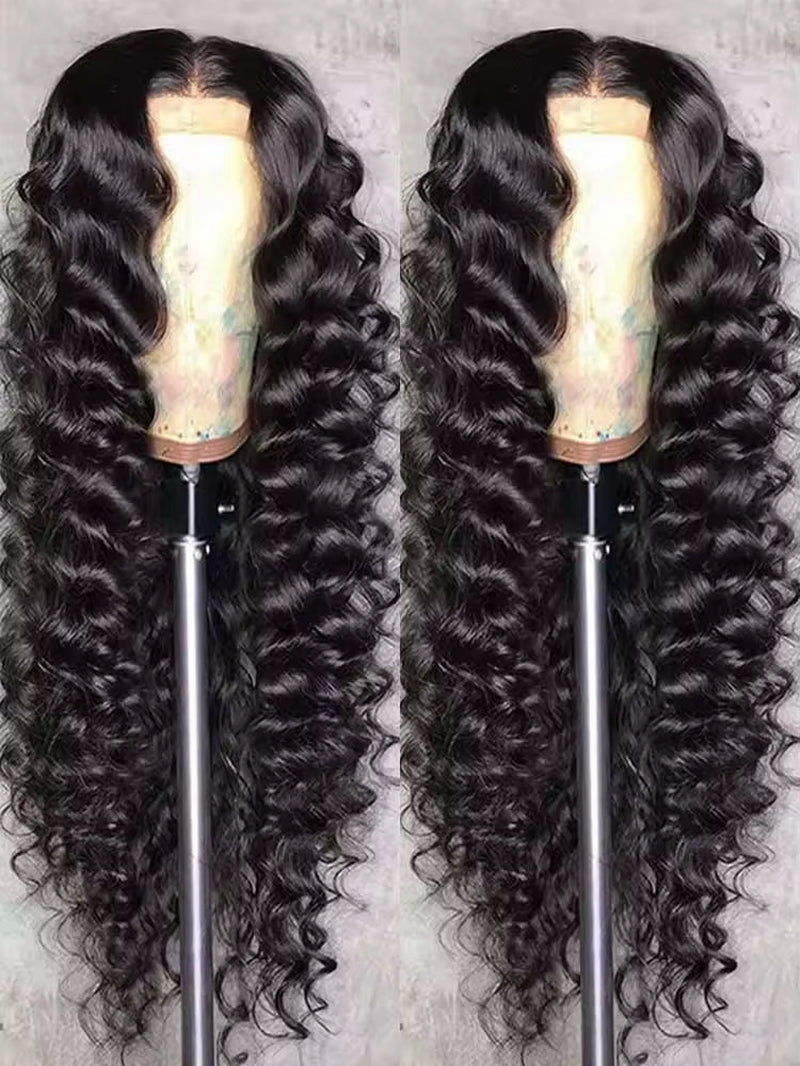 40 42 Inch HD Loose Deep Wave 13X6 Lace Front Human Hair Wigs Brazilian Curly Water Wavy 13X4 Lace Frontal Wigs for Women 250%