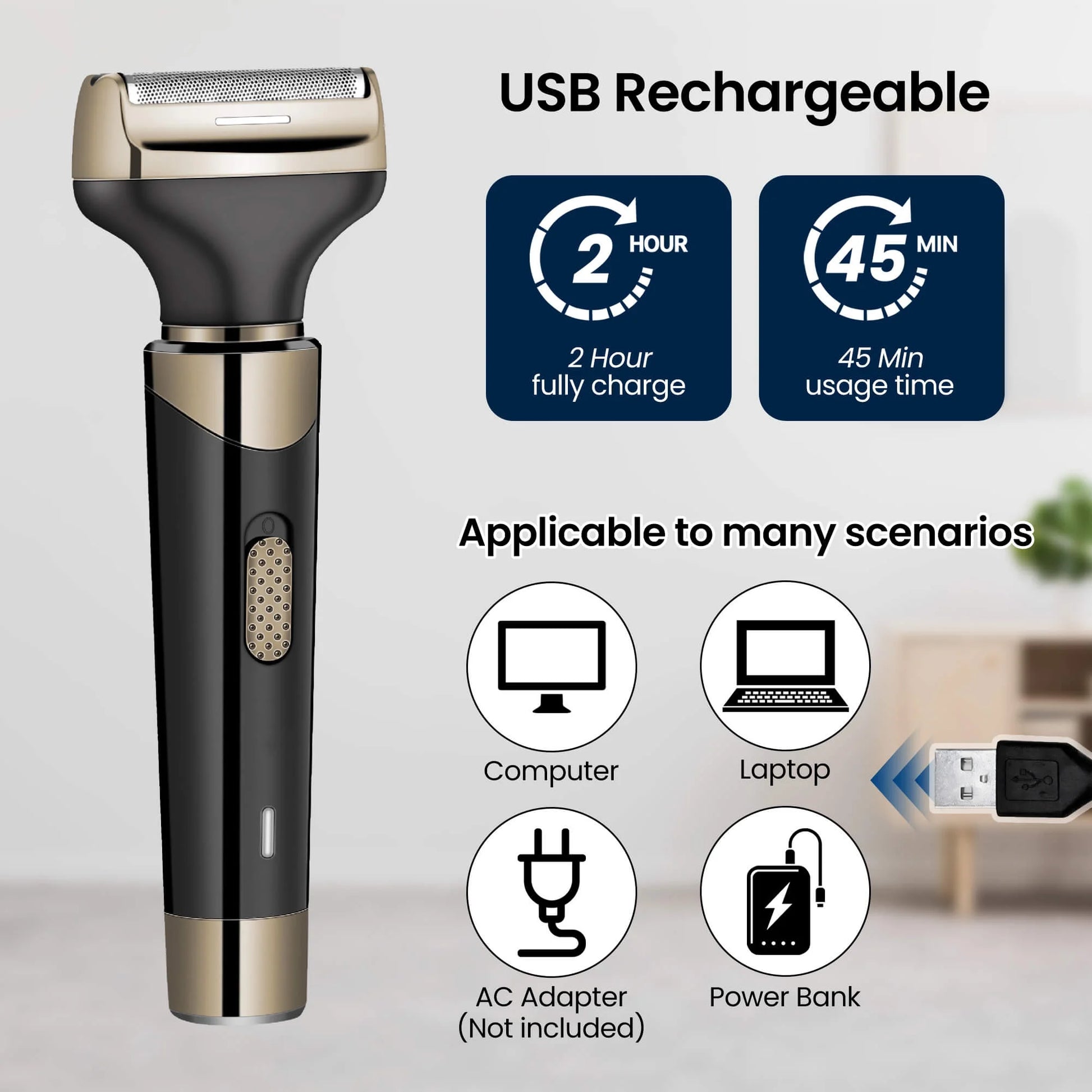 , 4 in 1 Electric Razor for Men, Cordless Waterproof Ear and