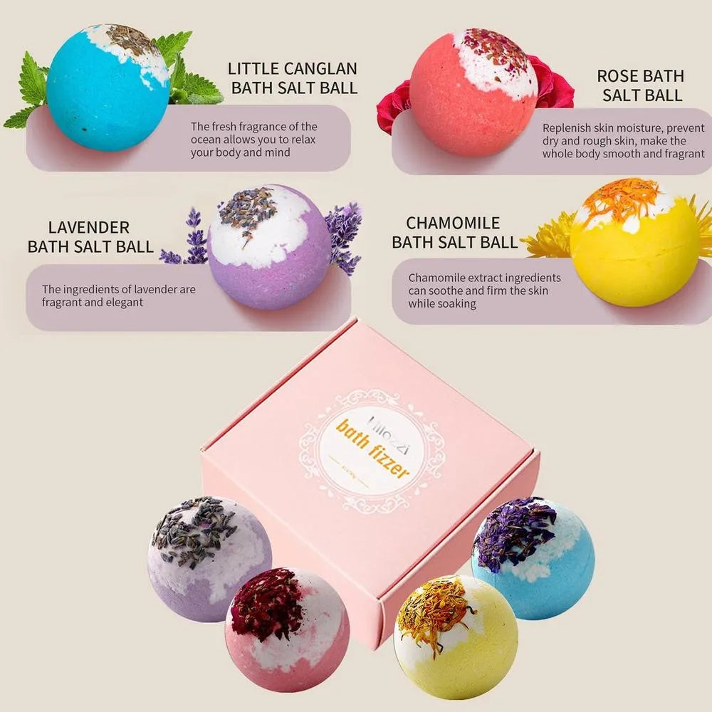 Bath Bomb Gift Set – Moisturizing Handmade Bubble Balls with Essential Oils & Bath Salts for Peeling Skin & Relaxation | Bangzz Beauty Online