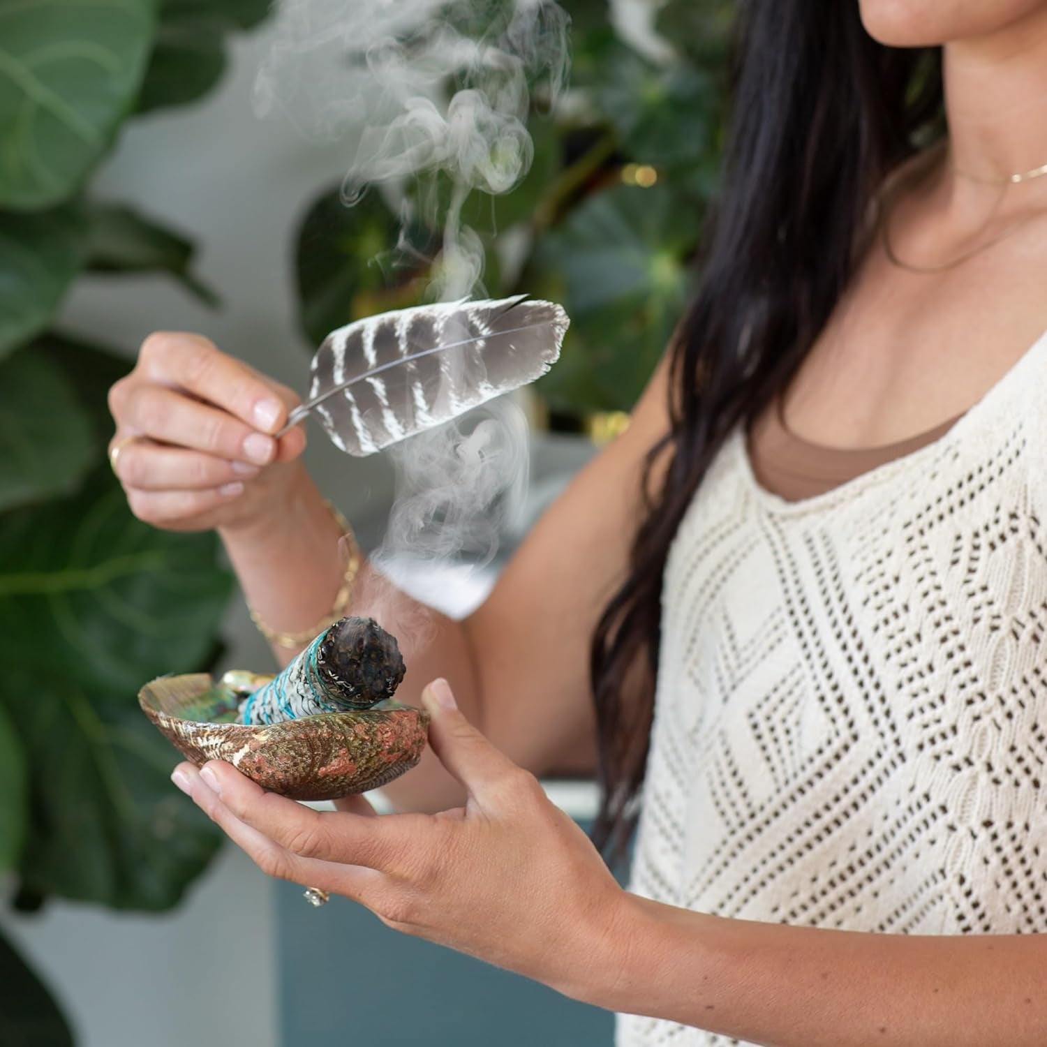 Sage Variety Smudge Kit - White Sage, Blue Sage, Cedar, Juniper, Yerba Santa, Palo Santo, Rosemary, Abalone Shell, Stand, Feather & Instructions | Smudging Kit, Sage Bundle, Smoke Cleanse