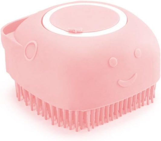 Dog Grooming Brush - Silicone Pet Bath Massage Brush for Gentle Cleaning & Stress Relief - Waterproof Dog Brush for All Breeds Puppies (Pink)