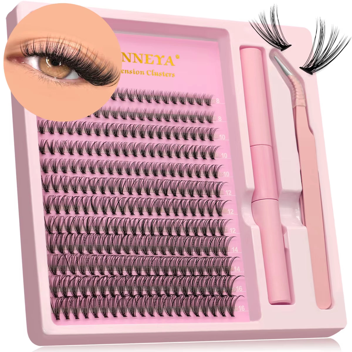 DIY Lash Extension Kit Natural Volume Includes Eyelash Tweezers Bonding Glue for Salon-Quality Results at Home Makeup