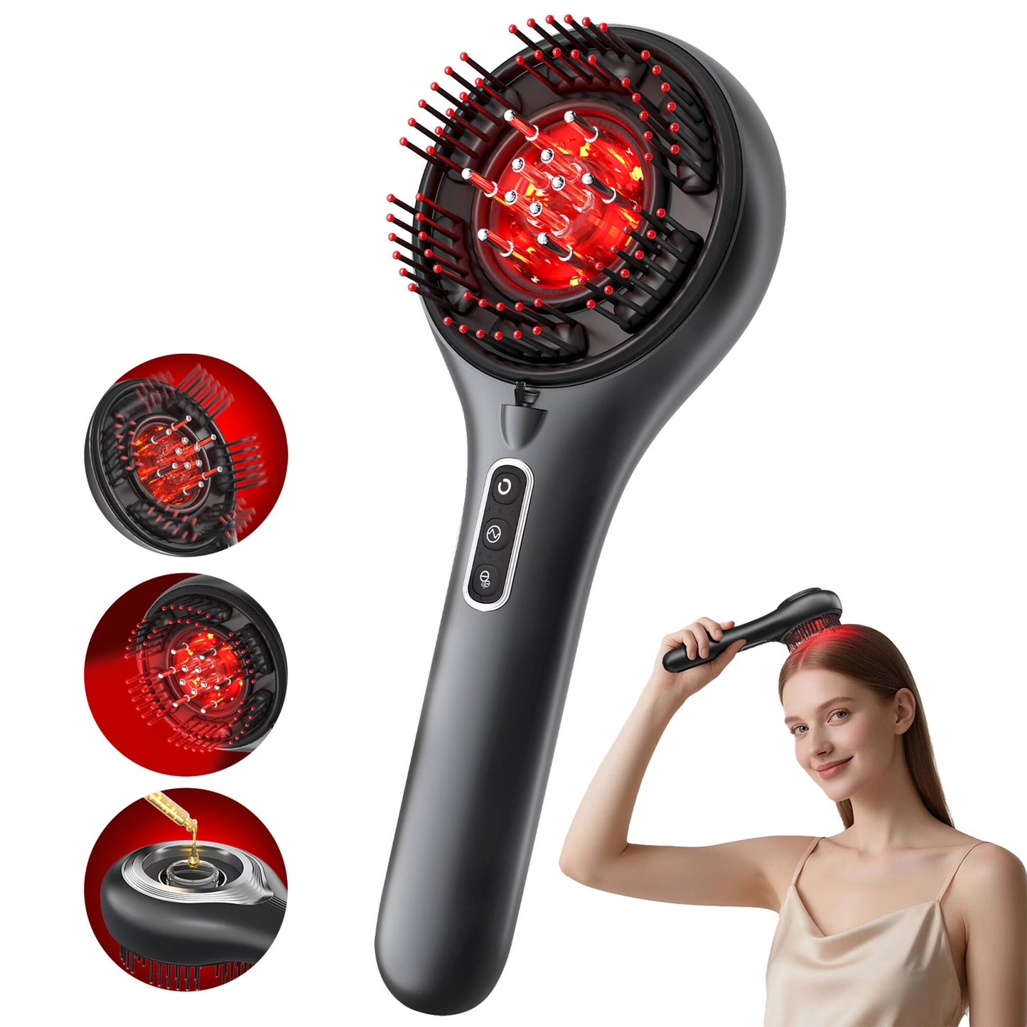 3-In-1 Hair Oil Applicator, Electric Scalp Massager Brushes with Nano Mist Sprayer, 4 Massage Modes, Cordless Portable Hair Massager Comb for Men Women